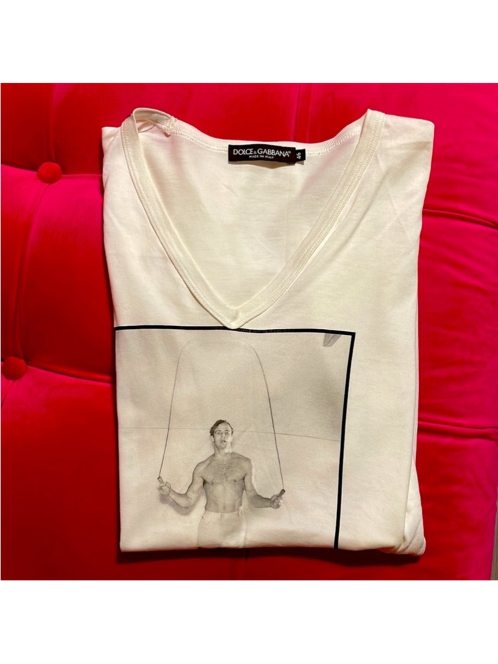 Dolce & Gabbana White V-Neck Tee Shirt Marlon Brando